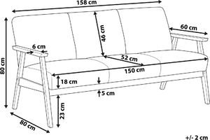 Beliani Sofa 3-osobowa brązowa ASNES 6