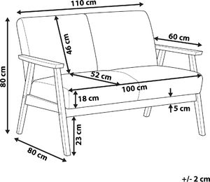 Beliani Sofa 2-osobowa brązowa ASNES 6