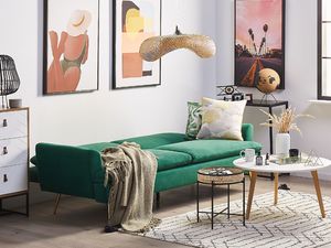 Beliani Sofa rozkładana welurowa zielona VETTRE 2