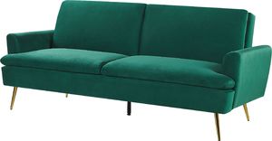 Beliani Sofa rozkładana welurowa zielona VETTRE 3