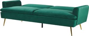 Beliani Sofa rozkładana welurowa zielona VETTRE 4