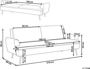 Beliani Sofa rozkładana welurowa zielona VETTRE 8