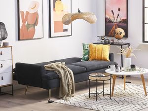 Beliani Sofa rozkładana welurowa czarna VETTRE 2