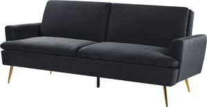 Beliani Sofa rozkładana welurowa czarna VETTRE 3