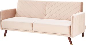 Beliani Sofa rozkładana welurowa beżowa SENJA 2