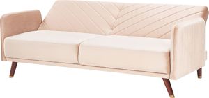 Beliani Sofa rozkładana welurowa beżowa SENJA 3