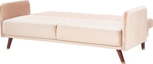 Beliani Sofa rozkładana welurowa beżowa SENJA 4