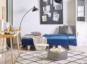 Beliani Sofa rozkładana welurowa granatowa YORK 3