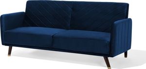 Beliani Sofa rozkładana welurowa niebieska SENJA 2