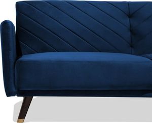 Beliani Sofa rozkładana welurowa niebieska SENJA 5