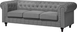 Beliani Sofa 3-osobowa duża jasnoszara CHESTERFIELD 3