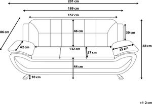 Beliani Sofa 3-osobowa biała LEIRA 9