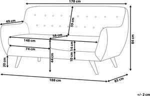 Beliani Sofa 3-osobowa welurowa niebieska BODO 8