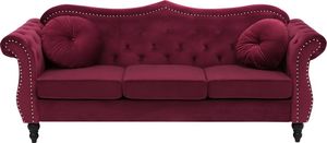 Beliani Sofa 3-osobowa welurowa bordowa SKIEN 1