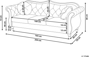 Beliani Sofa 3-osobowa welurowa bordowa SKIEN 10