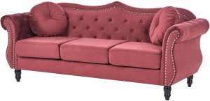 Beliani Sofa 3-osobowa welurowa bordowa SKIEN 11