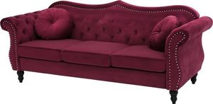 Beliani Sofa 3-osobowa welurowa bordowa SKIEN 2