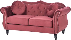 Beliani Sofa 2-osobowa welurowa bordowa SKIEN 4