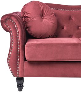 Beliani Sofa 2-osobowa welurowa bordowa SKIEN 6