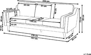 Beliani Sofa 3-osobowa welurowa fioletowa LOKKA 5