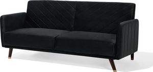 Beliani Sofa rozkładana welurowa czarna SENJA 2