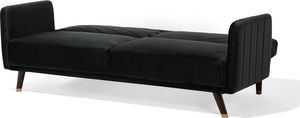Beliani Sofa rozkładana welurowa czarna SENJA 3