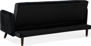 Beliani Sofa rozkładana welurowa czarna SENJA 4