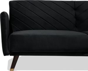 Beliani Sofa rozkładana welurowa czarna SENJA 5
