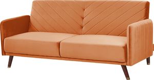 Beliani Sofa rozkładana welurowa pomarańczowa SENJA 2