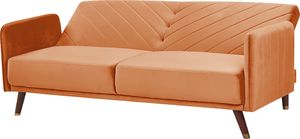 Beliani Sofa rozkładana welurowa pomarańczowa SENJA 3