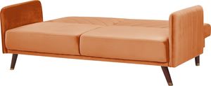 Beliani Sofa rozkładana welurowa pomarańczowa SENJA 4