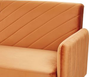 Beliani Sofa rozkładana welurowa pomarańczowa SENJA 6