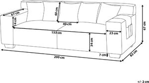 Beliani Sofa 3-osobowa sztruksowa ciemnoszara VISKAN 5