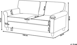 Beliani Sofa 3-osobowa welurowa szara RONNEBY 8