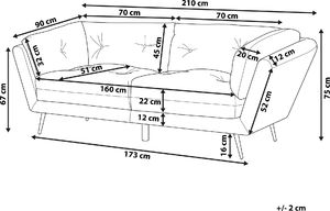 Beliani Sofa 3-osobowa welurowa szara LENVIK 8
