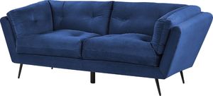 Beliani Sofa 3-osobowa welurowa niebieska LENVIK 2