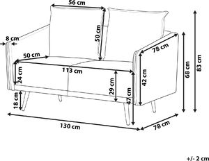 Beliani Sofa 2-osobowa welurowa niebieska MAURA 6
