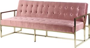 Beliani Sofa rozkładana welurowa różowa MARSTAL 3