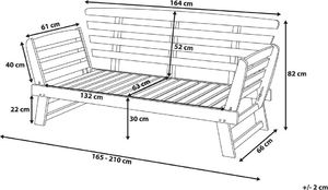 Beliani Sofa ogrodowa drewniana jasna z regulowanymi podłokietnikami PORTICI 8
