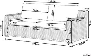 Beliani Sofa ogrodowa rattaowa jasnobrązowa ARDEA 9