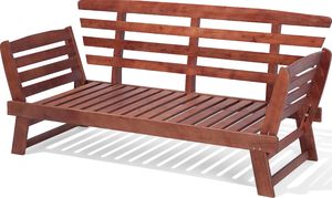 Beliani Sofa ogrodowa drewniana ciemna z regulowanymi podłokietnikami PORTICI 2