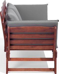 Beliani Sofa ogrodowa drewniana ciemna z regulowanymi podłokietnikami PORTICI 4
