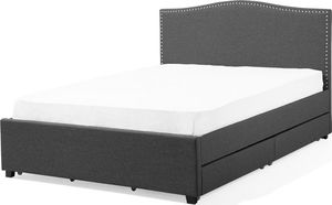 Beliani Łóżko z szufladami tapicerowane 180 x 200 cm szare MONTPELLIER 3