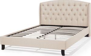 Beliani Łóżko tapicerowane 140 x 200 cm beżowe BORDEAUX 2