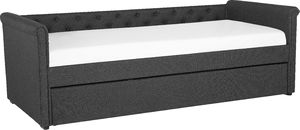 Beliani Łóżko wysuwane tapicerowane 90 x 200 cm ciemnoszare LIBOURNE 2