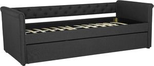 Beliani Łóżko wysuwane tapicerowane 90 x 200 cm ciemnoszare LIBOURNE 6