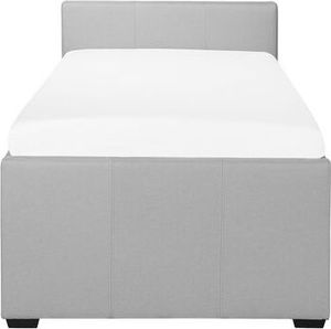 Beliani Łóżko wysuwane tapicerowane 90 x 200 cm jasnoszare MARMANDE 3