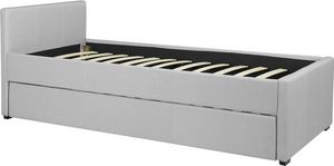 Beliani Łóżko wysuwane tapicerowane 90 x 200 cm jasnoszare MARMANDE 4