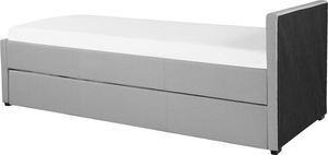 Beliani Łóżko wysuwane tapicerowane 90 x 200 cm jasnoszare MARMANDE 5