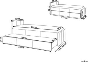 Beliani Łóżko wysuwane tapicerowane 90 x 200 cm jasnoszare MARMANDE 8
